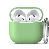 Soft Yumuşak Lansman Esnek Silikon Airpods 3 ile uyumlu İçi Kadife Kulaklık Kılıfı ve Karabina Anahtarlık (Fıstık Yeşil, Airpods 3)