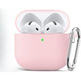 Soft Yumuşak Lansman Esnek Silikon Airpods 3 ile uyumlu İçi Kadife Kulaklık Kılıfı ve Karabina Anahtarlık (Toz Pembe, Airpods 3)