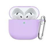 Soft Yumuşak Lansman Esnek Silikon Airpods 4 ile uyumlu İçi Kadife Kulaklık Kılıfı ve Karabina Anahtarlık (Lila, Airpods 4)