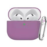 Soft Yumuşak Lansman Esnek Silikon Airpods 4 ile uyumlu İçi Kadife Kulaklık Kılıfı ve Karabina Anahtarlık (Mor, Airpods 4)