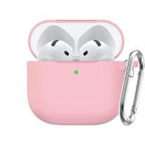 Soft Yumuşak Lansman Esnek Silikon Airpods 4 ile uyumlu İçi Kadife Kulaklık Kılıfı ve Karabina Anahtarlık (Pembe, Airpods 4)