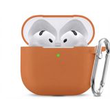 Soft Yumuşak Lansman Esnek Silikon Airpods 4 ile uyumlu İçi Kadife Kulaklık Kılıfı ve Karabina Anahtarlık (Turuncu, Airpods 4)