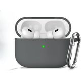 Soft Yumuşak Lansman Esnek Silikon Airpods Pro 2 ile uyumlu İçi Kadife Kulaklık Kılıfı ve Karabina Anahtarlık (Gri, Airpods Pro 2)