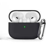Soft Yumuşak Lansman Esnek Silikon Airpods Pro 2 ile uyumlu İçi Kadife Kulaklık Kılıfı ve Karabina Anahtarlık (Siyah, Airpods Pro 2)