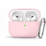 Soft Yumuşak Lansman Esnek Silikon Airpods Pro 2 ile uyumlu İçi Kadife Kulaklık Kılıfı ve Karabina Anahtarlık (Toz Pembe, Airpods Pro 2)