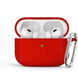 Soft Yumuşak Lansman Esnek Silikon Airpods Pro 3 ile uyumlu İçi Kadife Kulaklık Kılıfı ve Karabina Anahtarlık (Kırmızı, Airpods Pro 3)