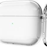 Soft Yumuşak Şeffaf Esnek Silikon Airpods 3 ile uyumlu Kulaklık Kılıfı ve Karabina Anahtarlık (Şeffaf, Airpods 3)