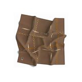 Soft Zincir Desenli Bej Renkli 90X90 Eşarp (İpek İçermez) Kenar Dikiş Şekli El Dikişli