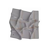 Soft Zincir Desenli Gri Renkli 90X90 Eşarp (İpek İçermez) Kenar Dikiş Şekli El Dikişli
