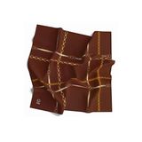 Soft Zincir Desenli Taba Renkli 90X90 Eşarp (İpek İçermez) Kenar Dikiş Şekli El Dikişli