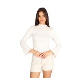 Softandbasic Bej Balıkçı Yaka Baby Overlok Dikişli Bluz Bej L