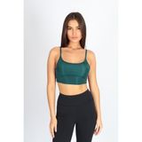 Softandbasic Crop Fit Sütlü Kahverengi Askılı Spor Bra - Yeşil
