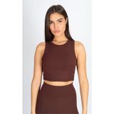 Softandbasic Halter Yaka Esnek Kaşkorse Kumaş Kahverengi Atlet - XL