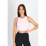 Softandbasic Kadın Pembe Basic Halter Yaka Esnek Biyeli Kaşkorse Kumaş Crop Top Body Atlet - XL