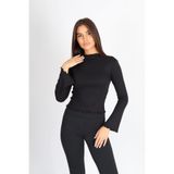 Softandbasic Siyah Balıkçı Yaka Baby Overlok Dikişli Bluz Siyah M