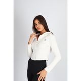soft&basic Kadın Fermuarlı Premium Kumaş Kapüşonlu Baskılı Beyaz Hırka SB-0039