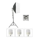 Softbox 3 Duylu Softbox (1 Adet) + 2 M Işık Ayağı +3 Adet 30 Wat LED Lamba (Toplam 9000 Lümen) 3duylambalı
