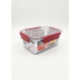 Softchef 3'lü Sızdırmaz Saklama Kabı Seti - 375 ml / 800 ml / 1700 ml Dikdörtgen Kilitli Erzak ve Erzak Kutusu, BPA Free Şeffaf Buzdolabı İçi Düzenleyici Organizer (KIRMIZI)