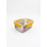 Softchef 3'lü Sızdırmaz Saklama Kabı Seti - 375 ml / 800 ml / 1700 ml Dikdörtgen Kilitli Erzak ve Erzak Kutusu, BPA Free Şeffaf Buzdolabı İçi Düzenleyici Organizer (SARI)