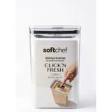 Softchef Click'n Fresh Hava Geçirmez Dikdörtgen Plastik Erzak Kabı 3100 Ml - Vakumlu Tek Tuş Kapaklı Şeffaf Plastik Bakliyat, Un Ve Şeker Saklama Kabı, Bpa İçermez (10,5X16x24,5Cm)