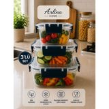 Softchef Sızdırmaz Kare 3 Lü Saklama Kabı Lacivert - 3,1 lt