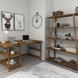 Softcity Doğal Ahşap Çalışma Masası Kitaplık Takımı, Ceviz