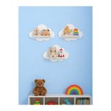 softclass Raflı Beyaz Bulut 3'lü 3mm mdf Çocuk Odası duvar süsü bebek odası süsü ev salon süsü duvar dekoru