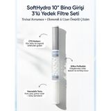 Softhydra 10” Bina Girişi 3’lü Yedek Filtre Seti – Cto + Silifoz + Yıkanabilir Tortu - Şeffaf