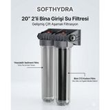 Softhydra 20 Inç Su Filtresi Bina Girişi Ana Hat Kireç Önleyici Su Arıtma Sistemi - 2 | İkili Filtre Sistemi