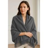 Softiva Polar Omuz Şalı 70x180 cm Unisex Kışlık Şal Antrasit Gri