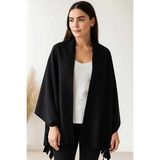 Softiva Polar Omuz Şalı 70x180 cm Unisex Kışlık Şal Siyah