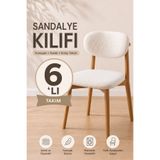 Softlife 6'lı Bohem Sandalye Kılıfı - Krem, Welsoft Esnek Lastikli Yıkanabilir Sandalye Koruyucu Kılıf