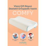 Softlife COMFY Visco Çift Boyun Destekli Ortopedik Visko Yastık - 60x40x12/10cm - 60 x 40 cm - Beyaz