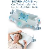 Softlife Nox Ice Serinletici Kılıflı Visco Soğuk Boyun Destekli Ortopedik Visco Yastık - Rahat Uyku ve Güzellik Yastığı 64X38X12,5 cm - Mavi - Standart