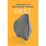 Softlife REST Visco Bel Yastığı Sırt Minderi Ortopedik Bel Minderi Ortopedik Sırt Yastığı 54x42x9cm