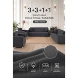 Softlife Welsoft Jakarlı 3+3+1+1 Maksi Koltuk Örtüsü Koltuk Kılıfı Takımı | Yumuşak, Kaymaz, Esnek Likralı | Sabitleme Süngerli | Yıkanabilir