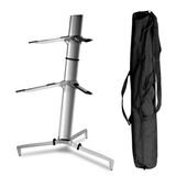 Softline Pro Mikrofon Standı ve Taşıma Çantalı Çift Piyano Klavye Standı, Hafif ve Dayanıklı, 54 inç, Gümüş (SP20)
