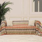 SoftMicro Etnik Desenli Boho 180x220 cm Koltuk Örtüsü Şalı, Kanepe Örtüsü, Tv Battaniyesi Doğal Renk