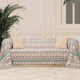 SoftMicro Etnik Desenli Boho 180x220 cm Koltuk Örtüsü Şalı, Kanepe Örtüsü, Tv Battaniyesi Turkuaz
