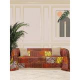 Softmicro Etnik Desenli Boho 180X300 Cm Koltuk Örtüsü Şalı, Kanepe Örtüsü, Tv Battaniyesi Kiremit Rengi