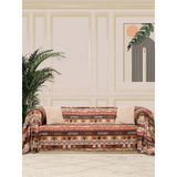 SoftMicro Etnik Desenli Boho 180x300 cm Koltuk Örtüsü Şalı, Kanepe Örtüsü, Tv Battaniyesi Toprak