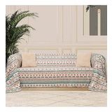 SoftMicro Etnik Desenli Boho180x300 cm Koltuk Örtüsü Şalı, Kanepe Örtüsü, Tv Battaniyesi Turkuaz