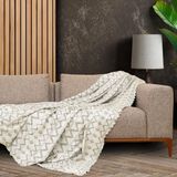 SoftMicro İskandinav Desenli 130x180 cm Koltuk Örtüsü Şalı, Kanepe Örtüsü, Tv Battaniyesi Gri