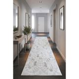 SoftNest Mastel Kaymaz Tabanlı Kesme Kabartmalı Salon Koridor Mutfak Yıkanabilir Hali gri