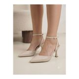 softoria shoes Kadın Kahverengi Sivri Burun Bilekten Bağlamalı Stiletto Topuklu Ayakkabı