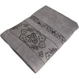 SoftPlus %100 Pamuklu Jakarlı Banyo Havlusu - Gri - 70 x 140 cm