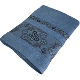 SoftPlus %100 Pamuklu Jakarlı Banyo Havlusu - Lacivert - 70 x 140 cm