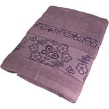 SoftPlus %100 Pamuklu Jakarlı Banyo Havlusu - Mürdüm - 70 x 140 cm
