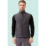 Softshell Erkek Yelek Kışlık Iş Güvenliği Salina Günlük Kullanıma Uygun Konforlu Kesim Fermuarlı - Füme