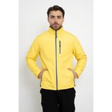 Softshell Içi Polarlı Su Geçirmez Standart Fit Ceket Rüzgar Geçirmez Tam Fermuar Kışlık Unisex Mont - Sarı